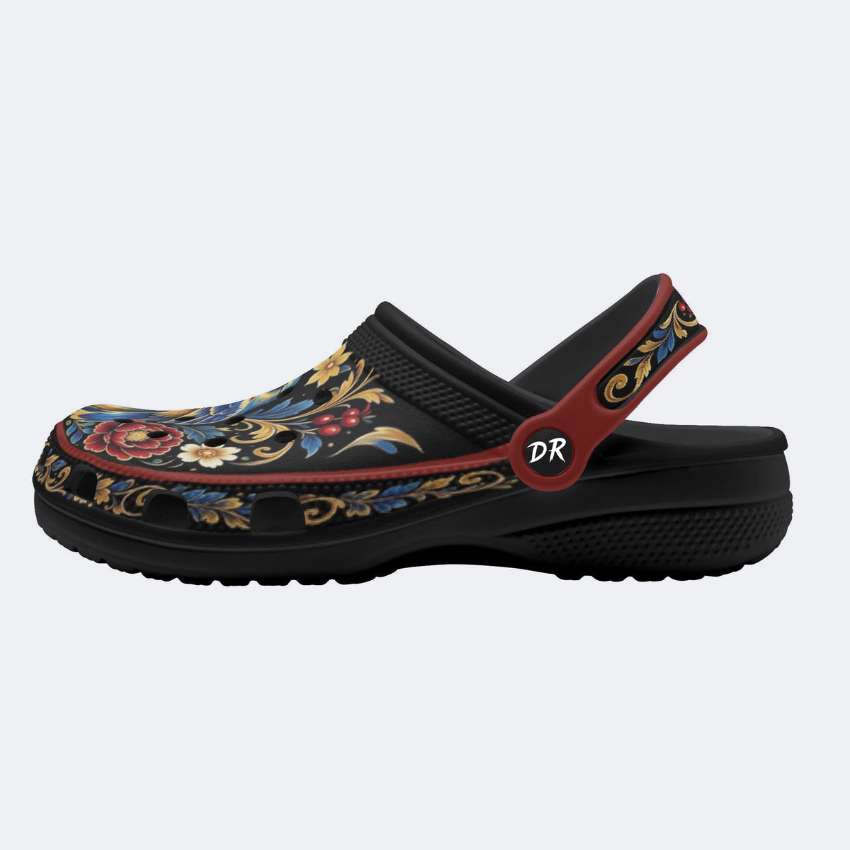 Ornate Bird Motif Decorative Print Clogs