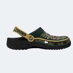 Ornate Floral Heart Print Fleece-Lined Clogs