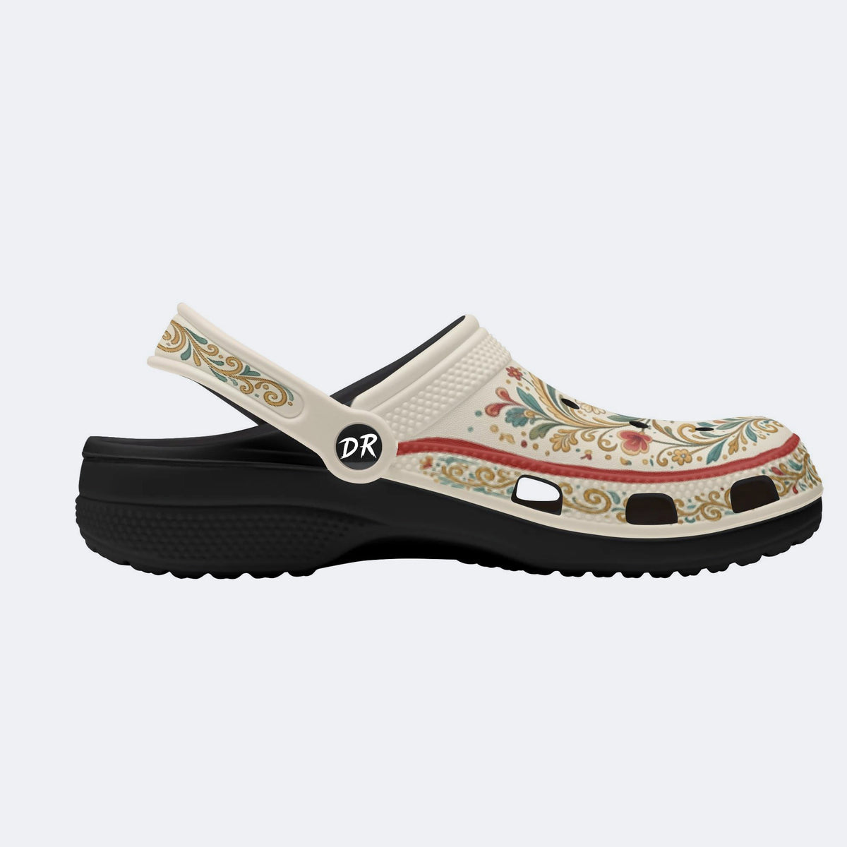 Ornate Floral Heart Print Clogs