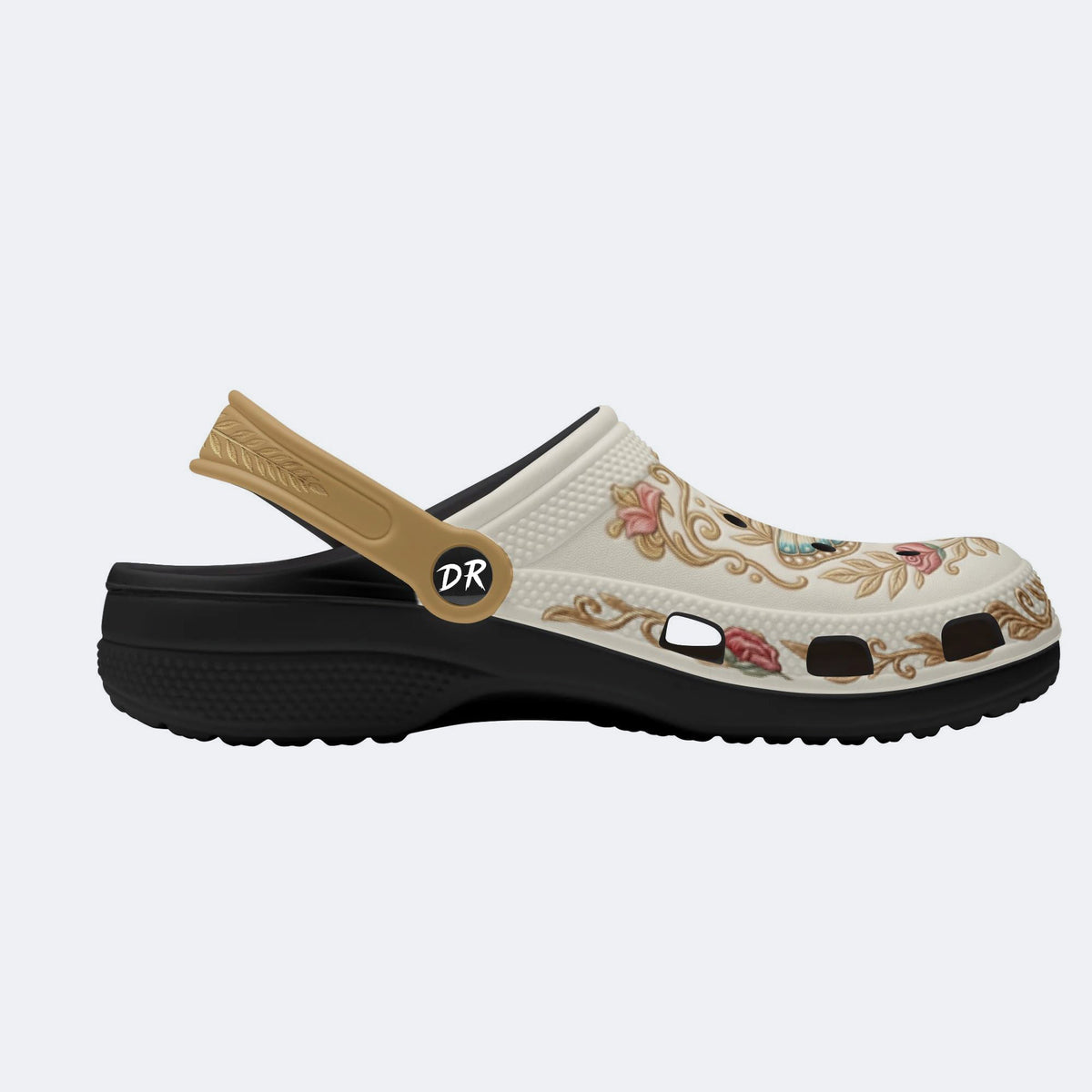 Vintage Moth Rose Print Clogs