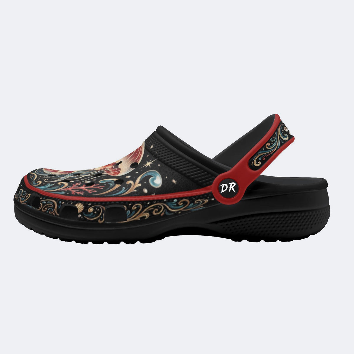 Ornate Jellyfish Print Fleece-Lined Clogs