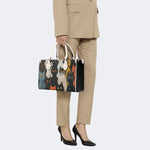 Artistic Graffiti Cats Print - Leather Handbag