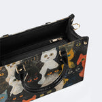 Artistic Graffiti Cats Print - Leather Handbag