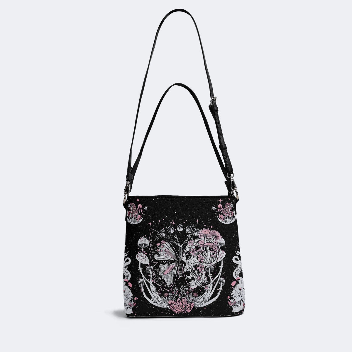 Tarot Skull Butterfly Print - Bucket Bag