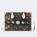 Starry Sky Over Flowers - Leather Handbag