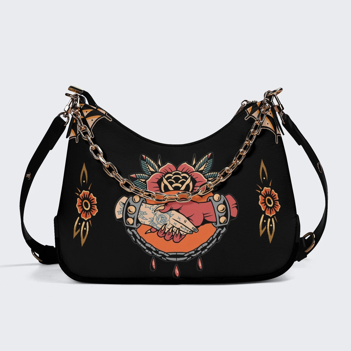 Deal With The Devil Print - Leather Crossbody Bag