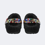 Unisex Death Moth Print - Fur Lined Slippers/Sandals