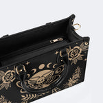 Skeleton Moth Under The Moon - Leather Handbag