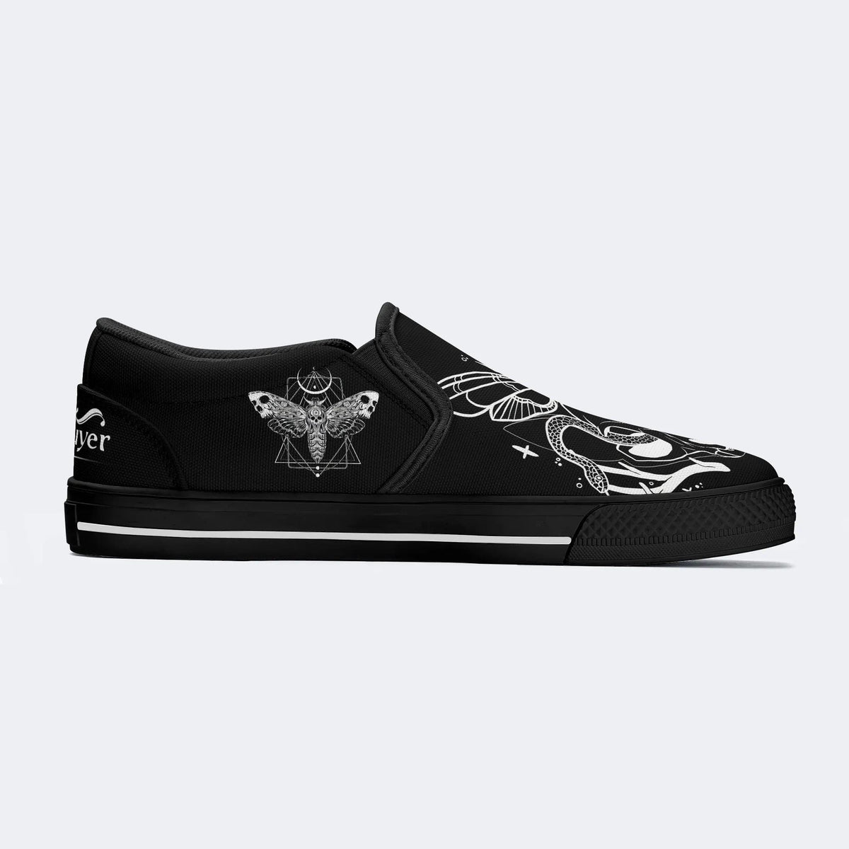 Unisex Death Moth&Skull Print - Slip On Shoes