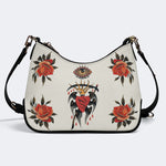 Eyes & Heart Print - Leather Crossbody Bag
