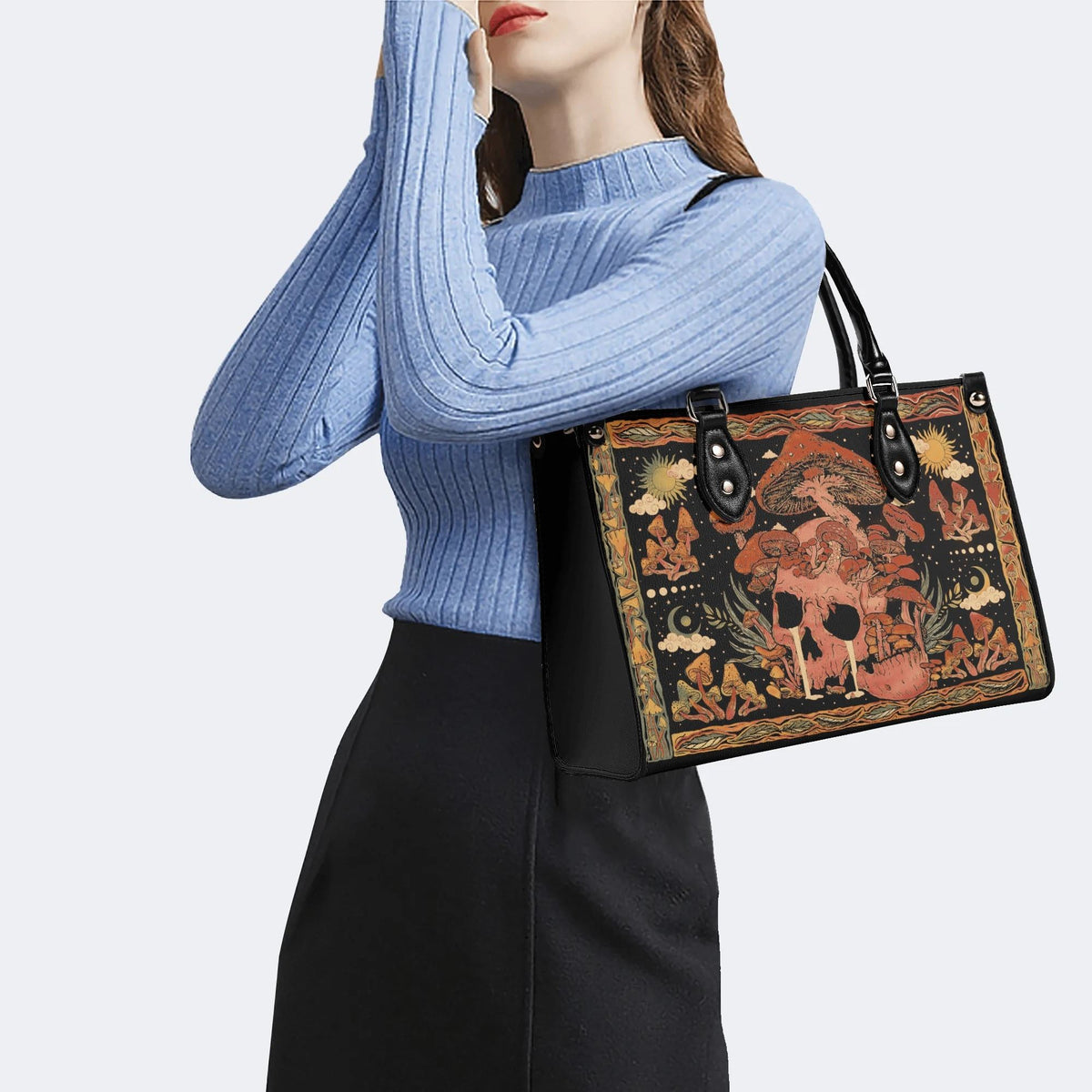 Mushroom Parasitic Skull - Leather Handbag