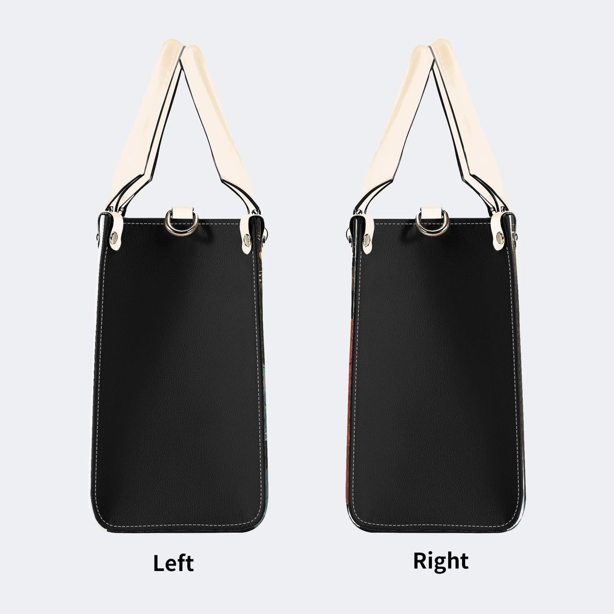 Artistic Graffiti Cats Print - Leather Handbag