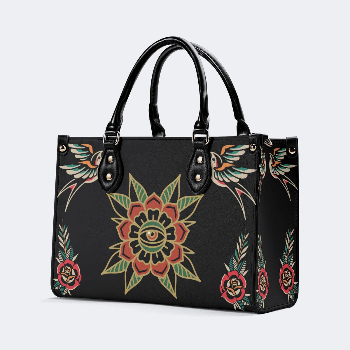 Eyes&Flower Art Print - Leather Handbag