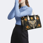 Sun And Moth Print - Leather Handbag