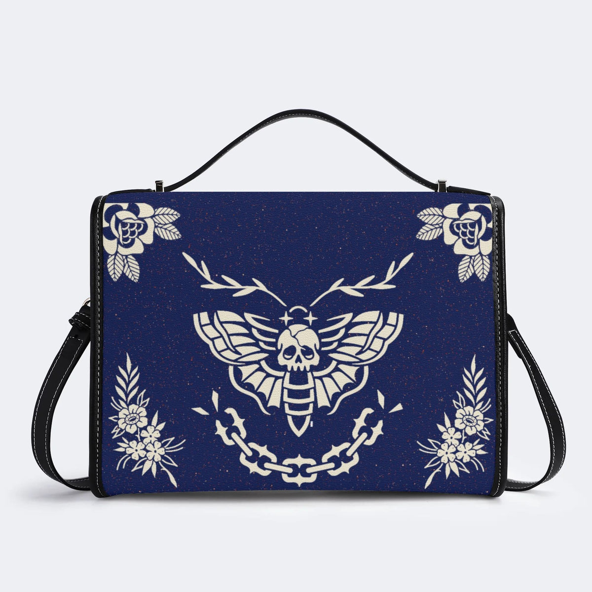 Classic Death Moth Vintage Print - Leather Satchel Bag
