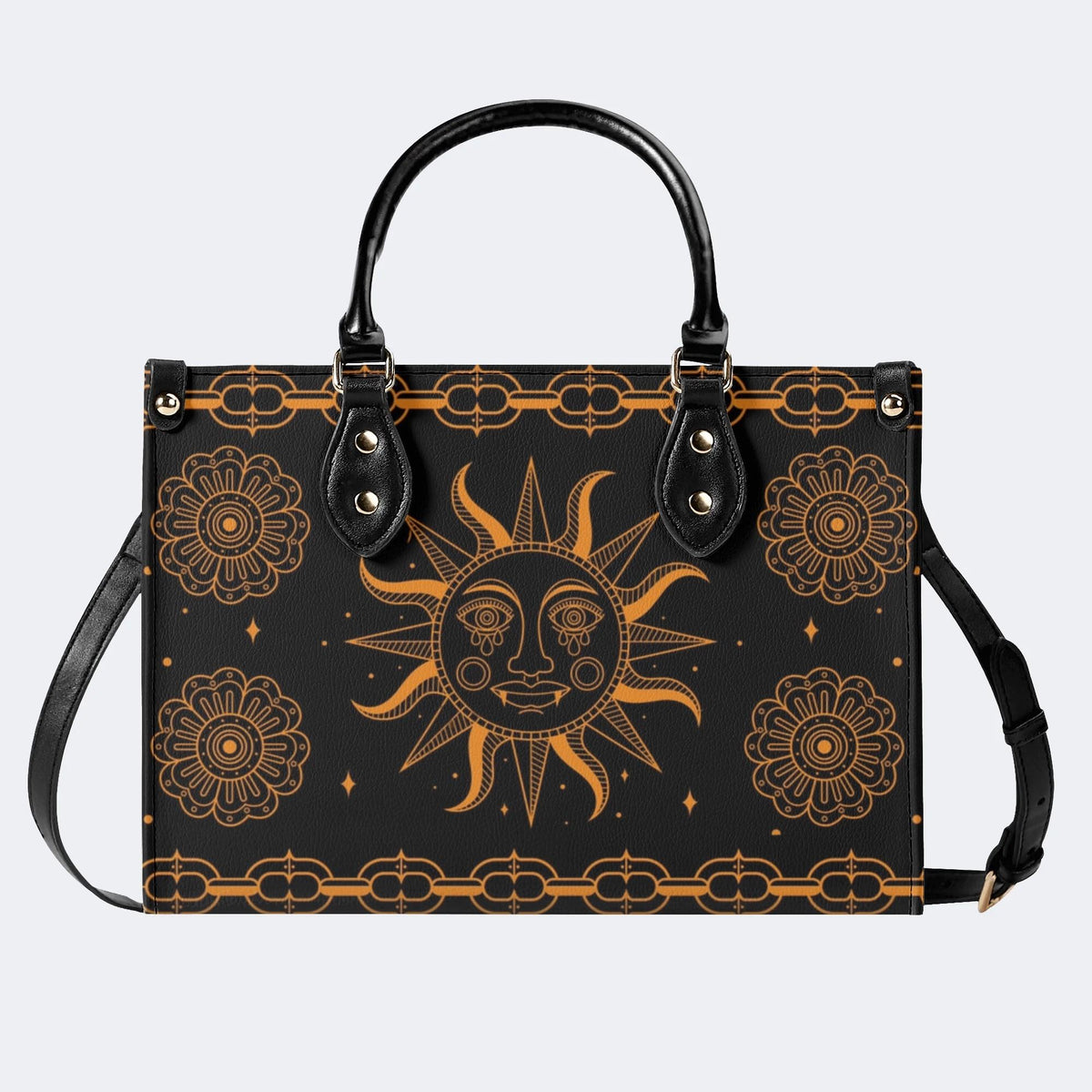 Retro Sun Print - Leather Handbag