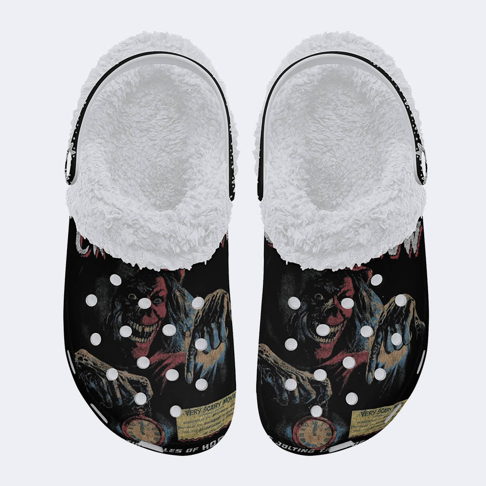 Horror Movie Vintage Graphic - Fur Lined Slippers/Sandals