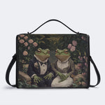 Vintage Couple Frog Print - Leather Satchel Bag