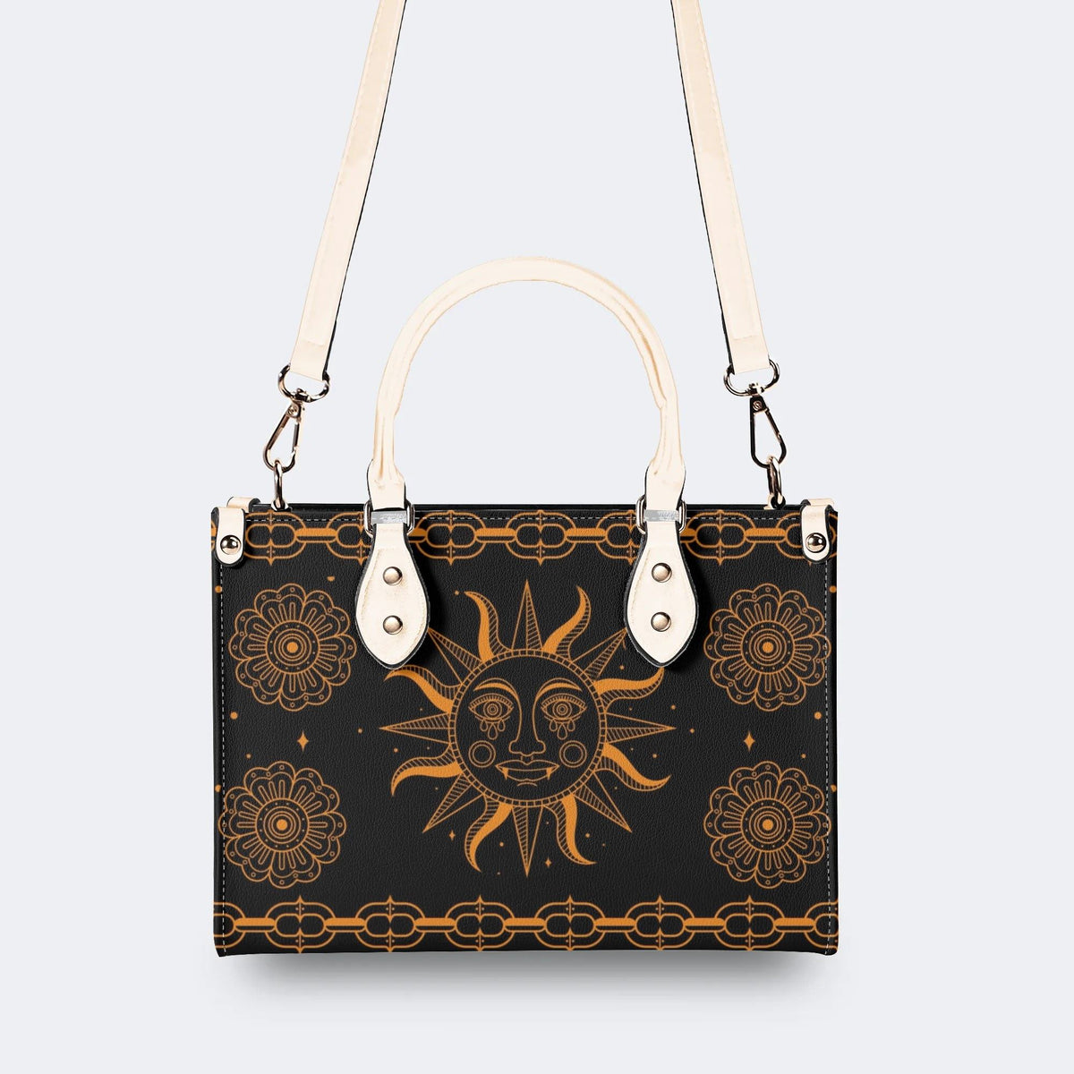Retro Sun Print - Leather Handbag