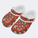 Christmas Pattern Print - Fur Lined Slippers/Sandals