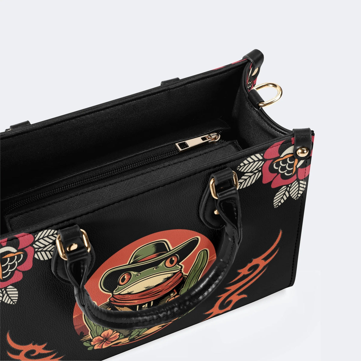 Cowboy Frog Print - Leather Handbag