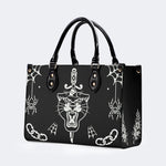Unisex Tiger Print - Leather Handbag