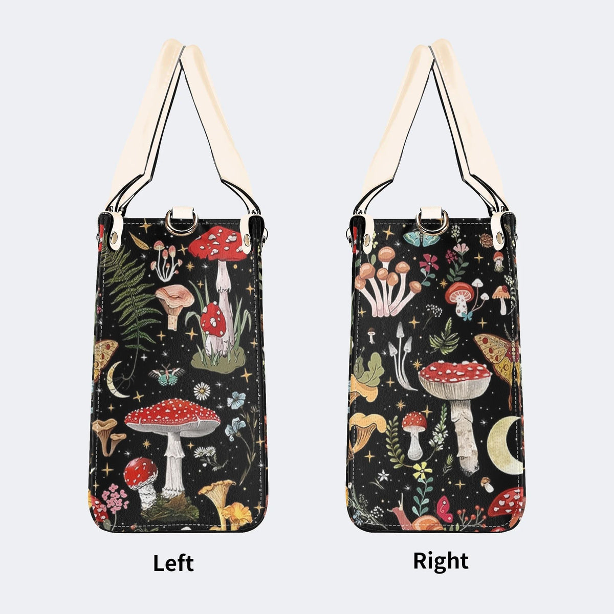 Starry Mushroom Print - Leather Handbag