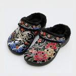 Irezumi Peonies and Cranes Print Fleece-Lined Clogs
