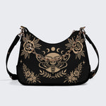 Skeleton Moth Under The Moon - Leather Crossbody Bag
