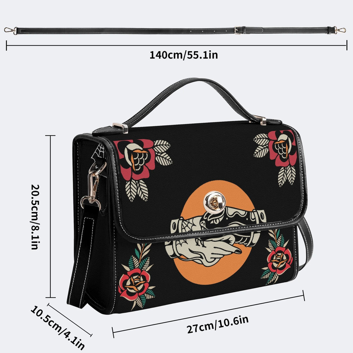 Trust No One Snake Print - Leather Satchel Bag