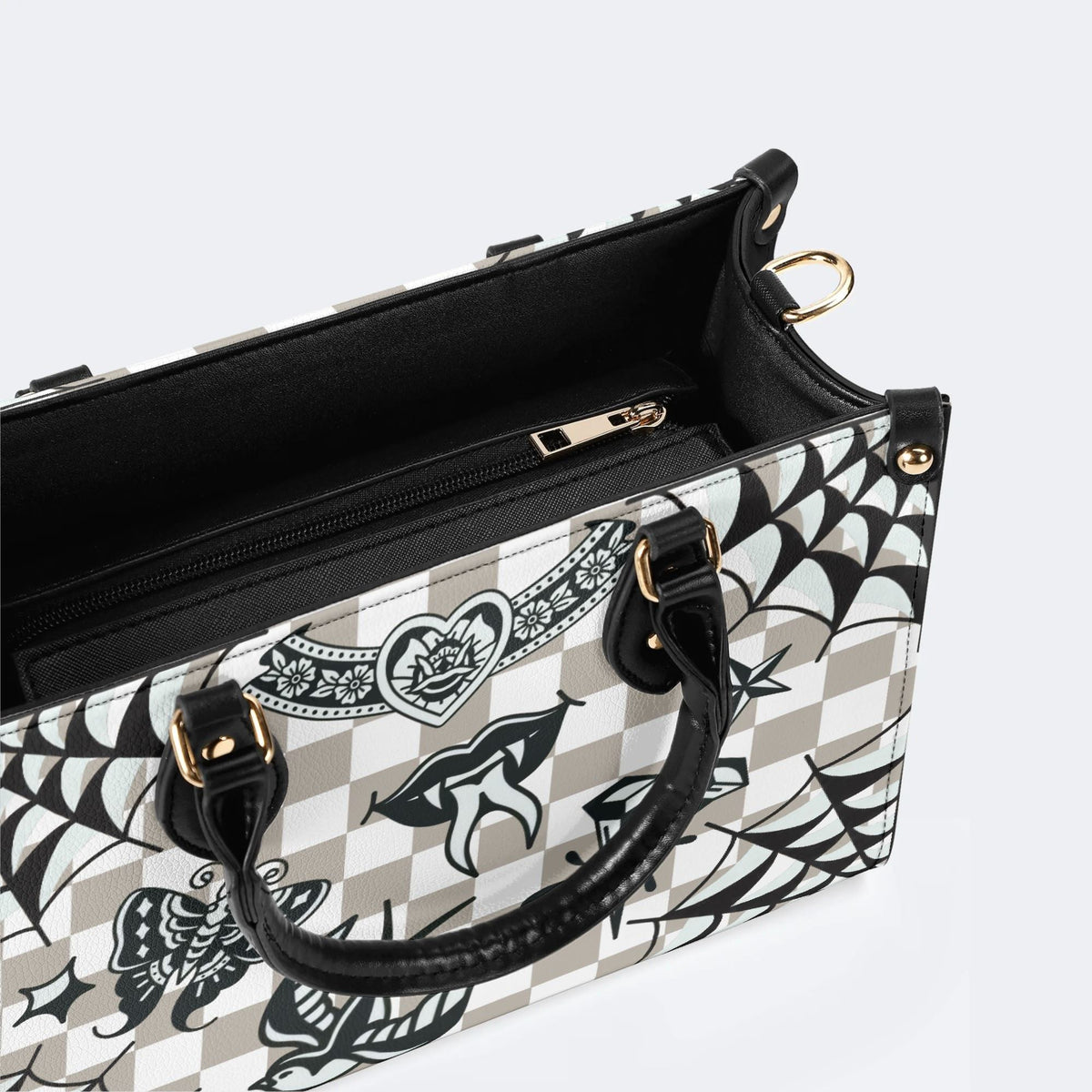 Gothic Tattoo Print - Leather Handbag