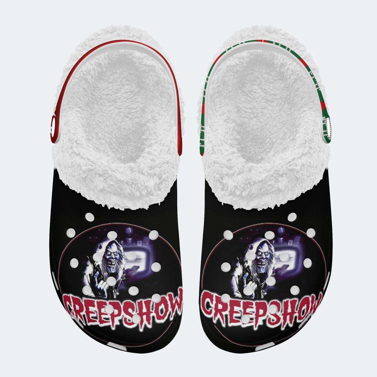 Horror Movie Vintage Graphic Print - Fur Lined Slippers/Sandals
