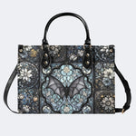 Gothic Bat Print - Leather Handbag