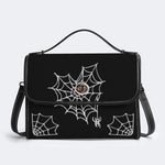 Spider Web Print - Leather Satchel Bag