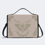 Classic Beige Death Moth Vintage Print - Leather Satchel Bag