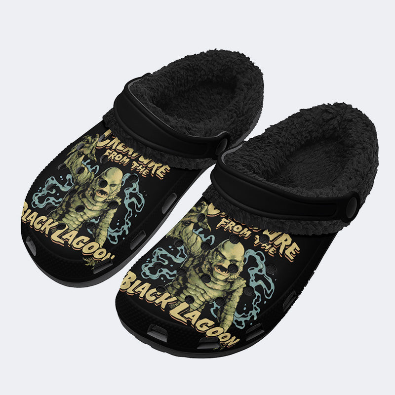 Creature From The Black Lagoon Print - Fur Lined Slippers/Sandals