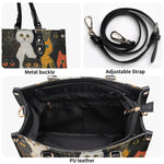 Artistic Graffiti Cats Print - Leather Handbag