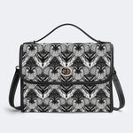 Retro Gothic Black Stripe Lace - Leather Satchel Bag