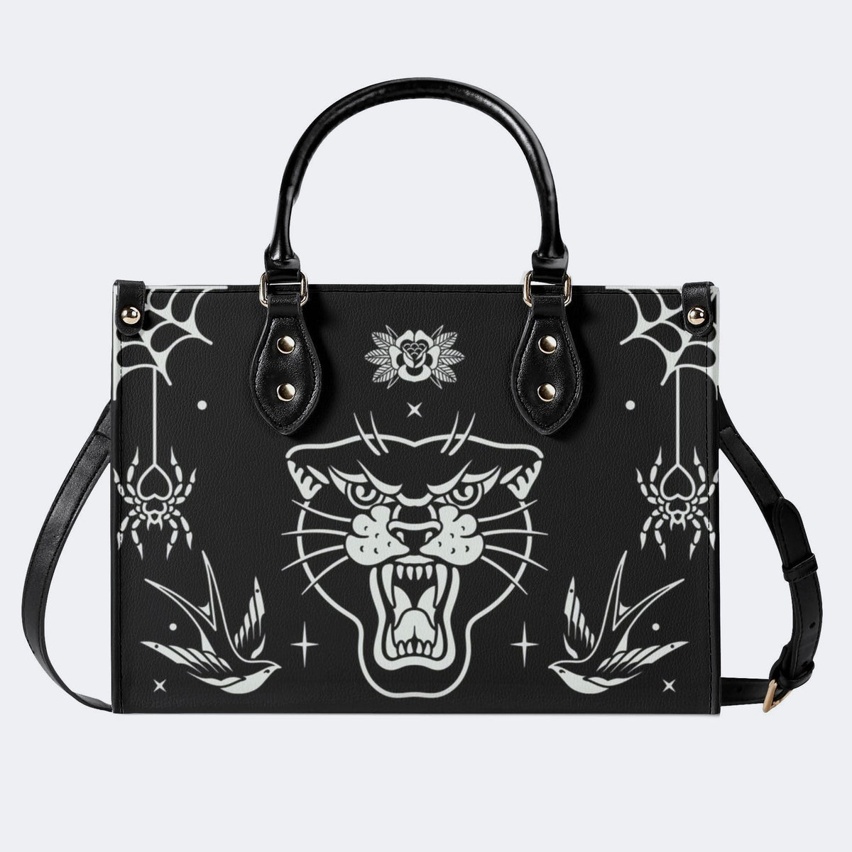 Unisex Tiger Print - Leather Handbag