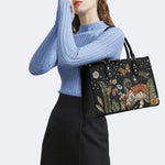 Starry Night Floral Moth Print - Leather Handbag