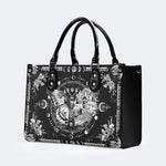 Tarot Skull Butterfly Print - Leather Handbag