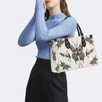 Death Moth And Flowers - Leather Handbag