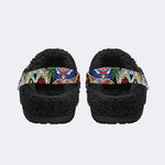 Unisex Death Moth Print - Fur Lined Slippers/Sandals
