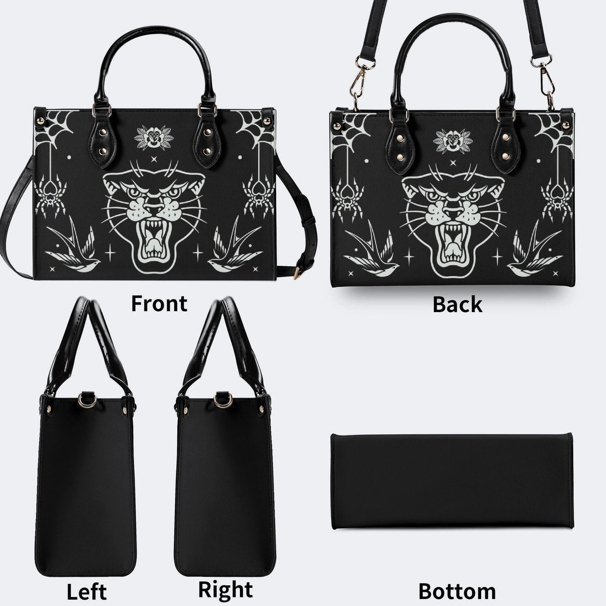 Unisex Tiger Print - Leather Handbag