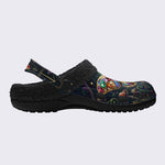 Jewel Moth Print Fleece-Lined Clogs