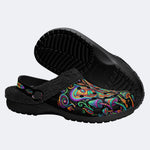 Psychedelic Retro Moth Forest Print Fleece-Lined Clogs