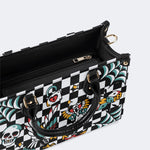 Gothic Pattern Patchwork Print - Leather Handbag