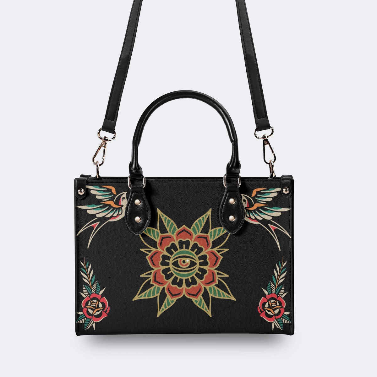 Eyes&Flower Art Print - Leather Handbag