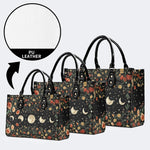 Starry Sky Over Flowers - Leather Handbag