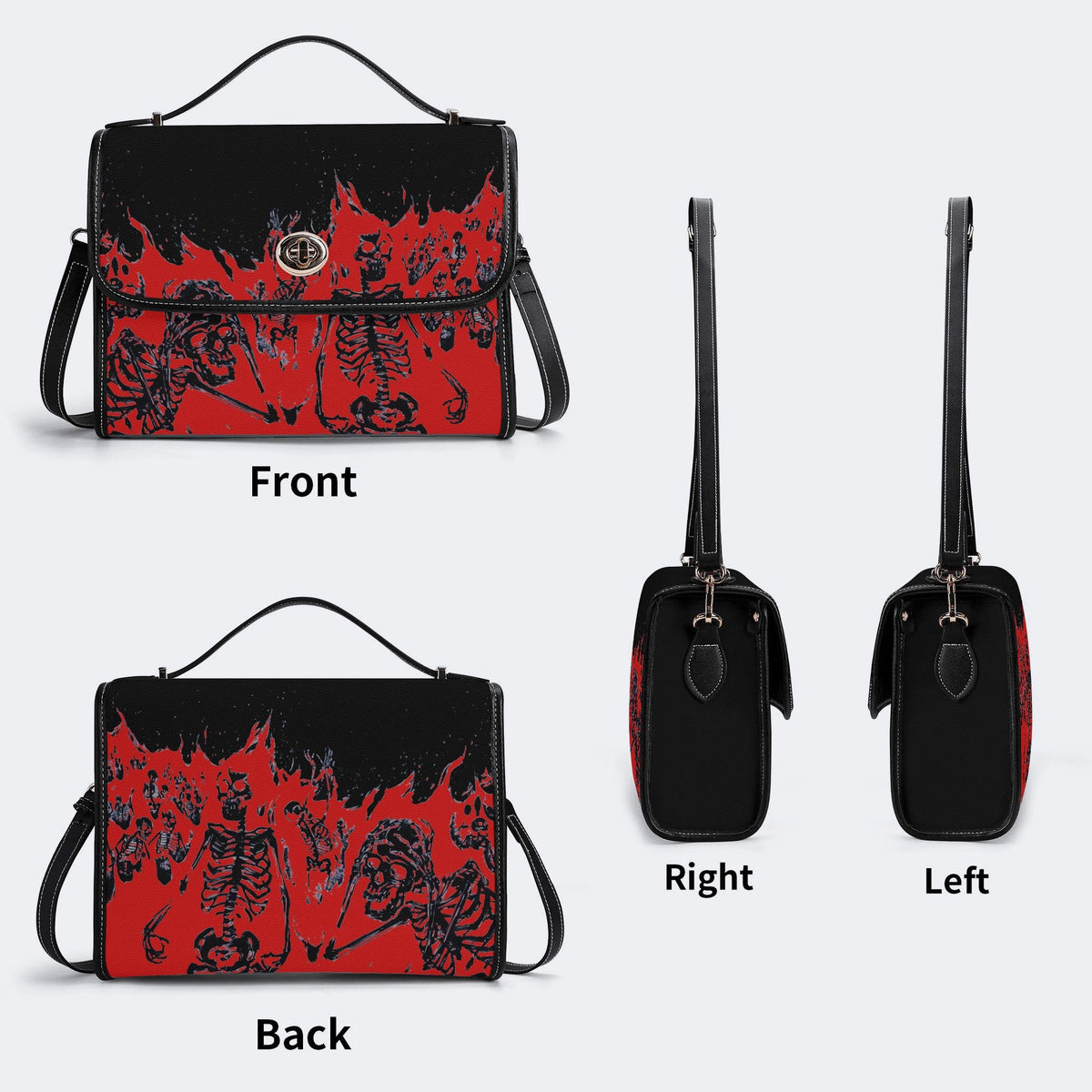 Horror Skull Print - Leather Satchel Bag